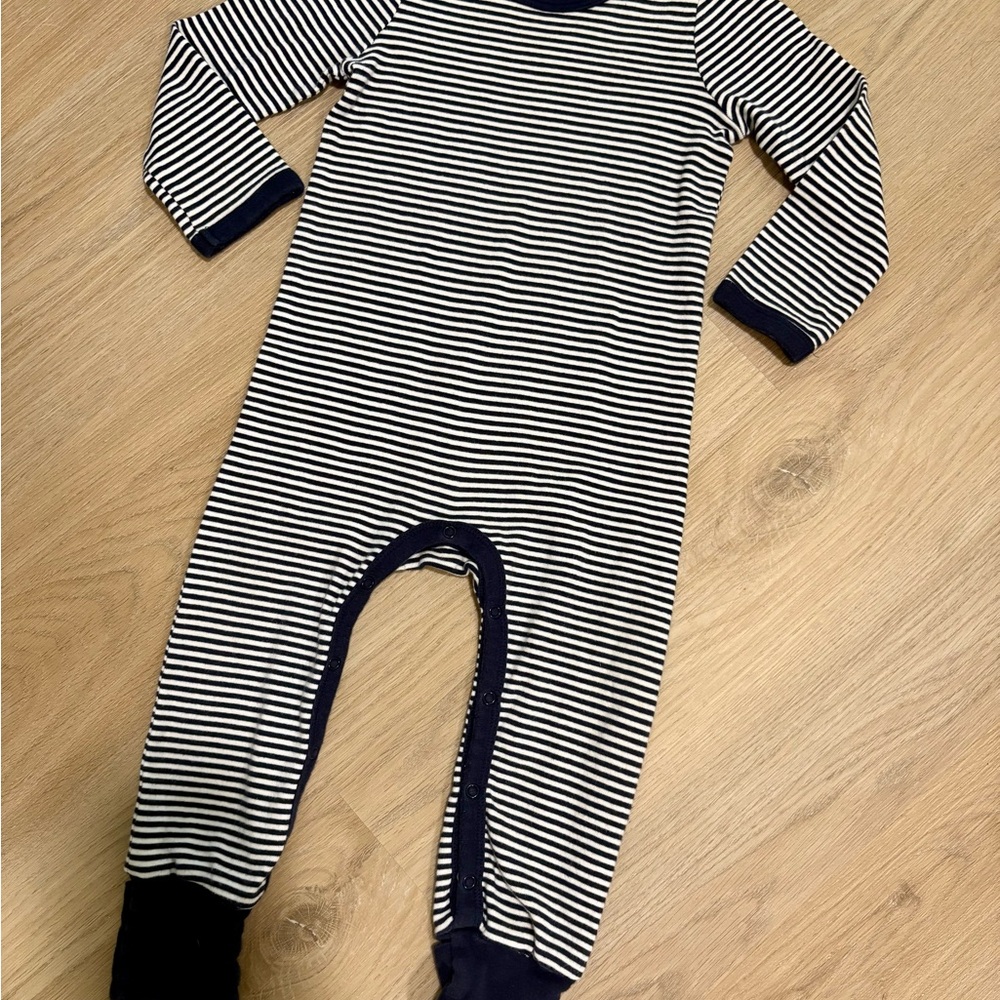 Burt's Bees Baby Navy & White Striped Footed One-Piece